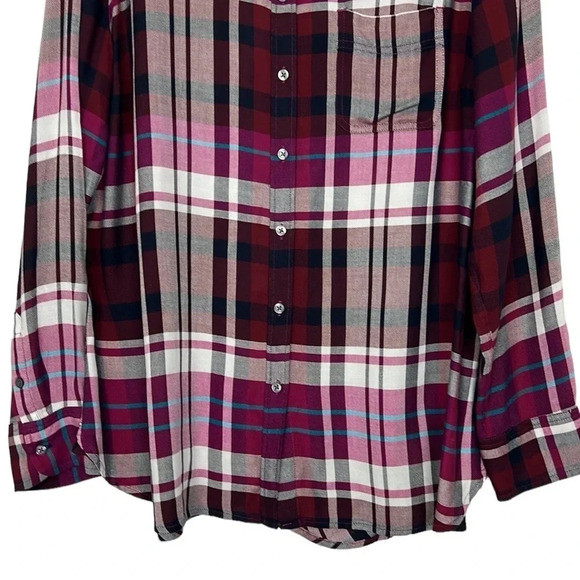 Talbots Women’s Large Plaid Button Up Long Sleeve Shirt - Picture 4 of 10